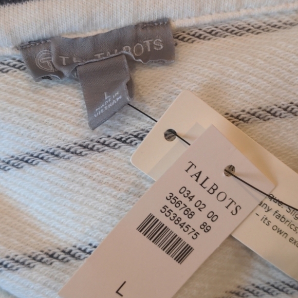 Talbots White and Blue Ombre Striped 1/4 Zip Pullover Jacket size Large - Picture 5 of 7